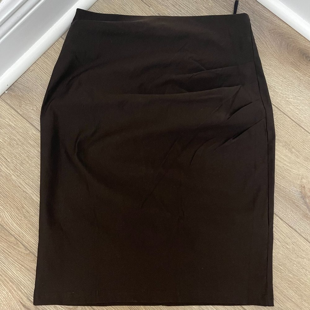 Grace Karin Skirt, women's Size L, Dark brown, draped, knee length and slim fit.